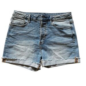 Driftwood Denim Shorts Size 30 Womens Blue High Rise Cuffed Hem Casual Cutoffs